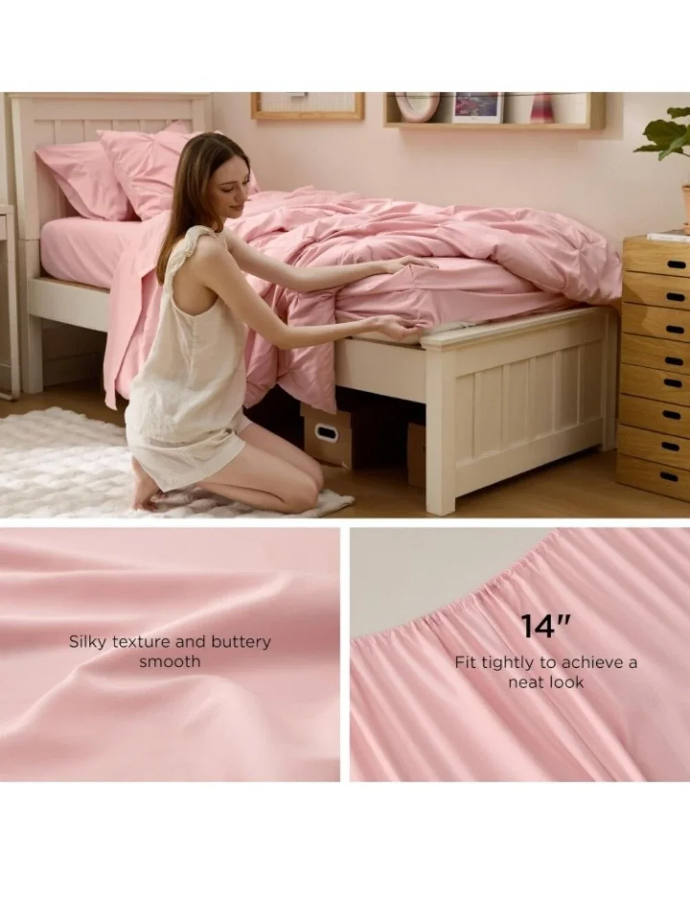 Bedsure Twin XL Comforter Set & Sheet Set for Girls, 5-Piece Pink Bedding- New